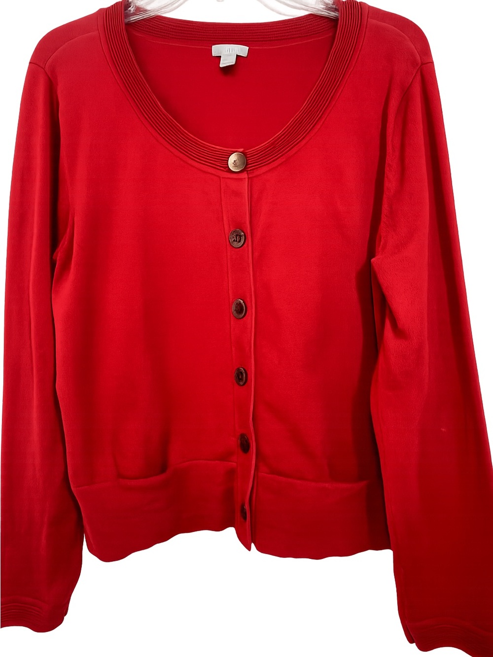 J Jill Women’s Red Button-Front Cardigan Sweater Size Large